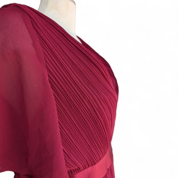 Brand New Chiffon Double V Neck Flared Sleeve Floor Length Evening Dress / Gown - Picture 6 of 13